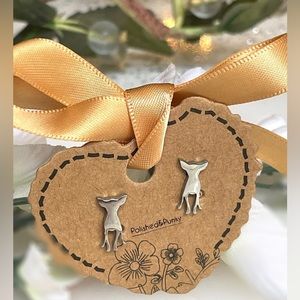 Silver Chihuahua earrings stud earrings small earrings minimalist earrings w/box